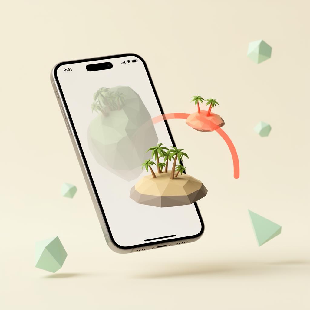 Phone showing a shrinking debt island